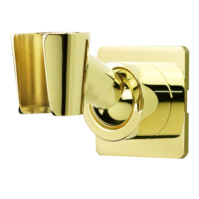 YDmeet Shower Head Holder Handheld Shower Wand Holder Adjustable Shower Head Bracket Shower Wall Mount Holder, Polished Brass/Gold Finish, Drill Free Glue Installation - Image 1